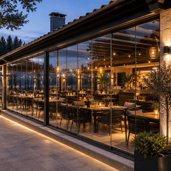Terasa restaurant sticla glisanta